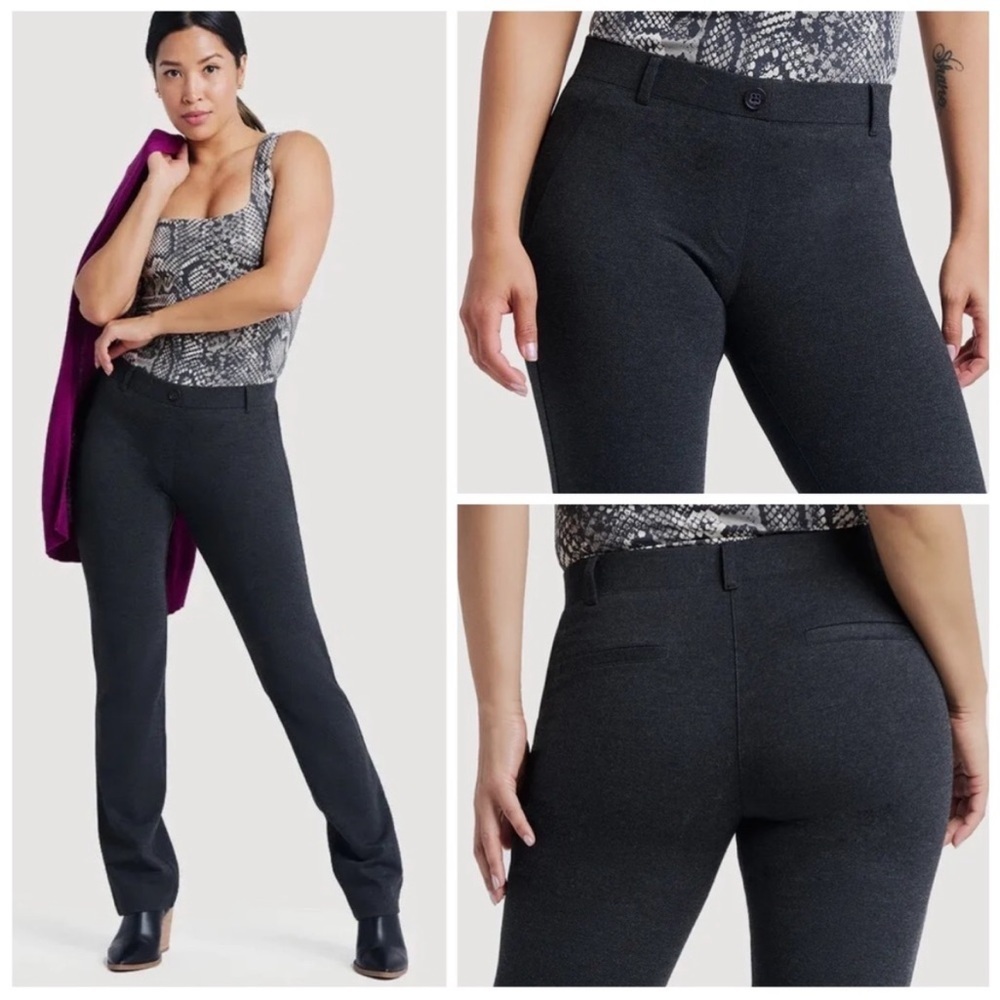 Betabrand Dress Yoga Pants Womens XXL Petite Charcoal Gray Straight Ponte Knit